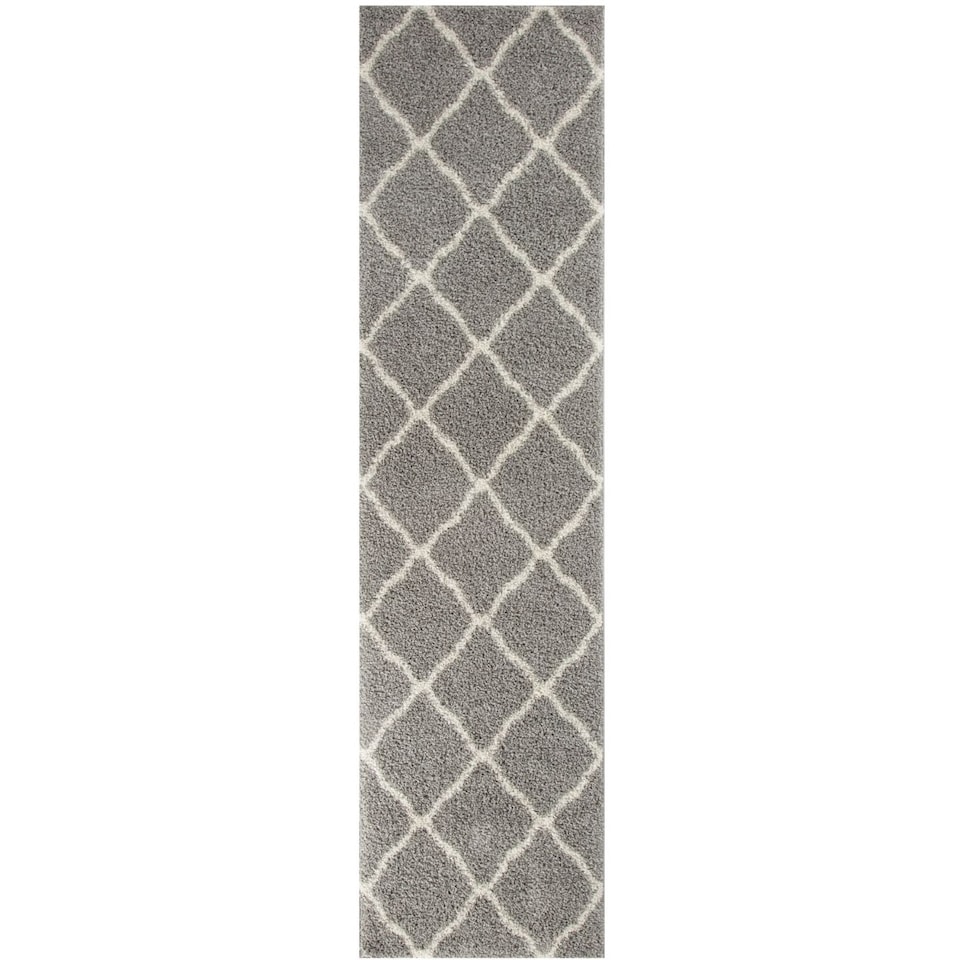 image 1 of The Rugs Moroccan Collection Soft High Pile Shaggy Lattice Floor Rugs and Runners Living Room