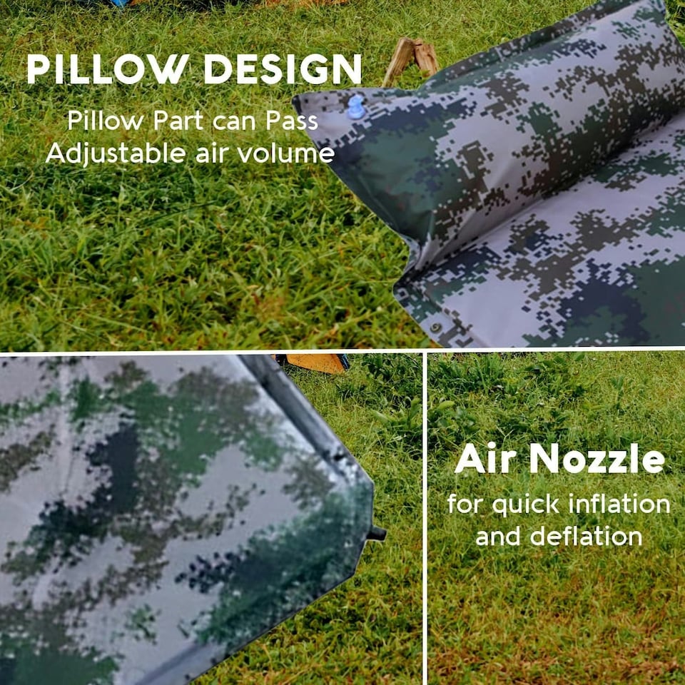 image 1 of Alivio Camping Inflatable Sleeping Pad, Waterproof Inflating Sleeping Mat (Single, Multicolour) | Multi