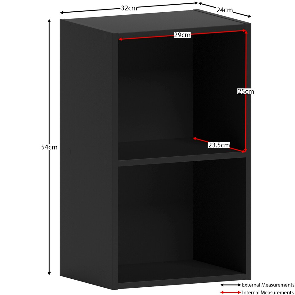 image 1 of Vida Designs Oxford 2 Tier Cube Bookcase Display Storage, Black
