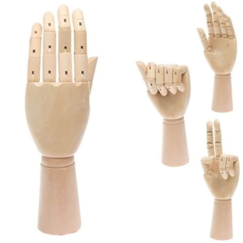 image 1 of 2 Assorted Size Small & Large Wooden Hand Artist Drawing Manikin Jointed Mannequin