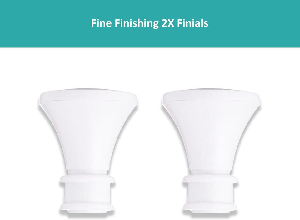 image 1 of 19 mm Extendable Metal Curtain Pole Rods - White (Bell Finials, 210-360 cm)