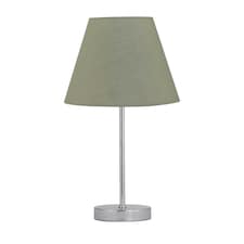 Chrome Stick Table Lamp with Sage Green Fabric Shade Chrome | Green