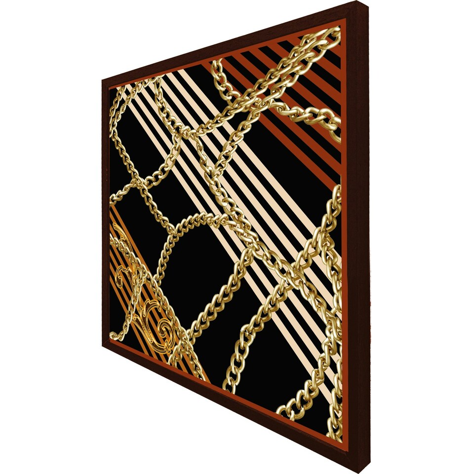 image 1 of Chains & stripes (Picutre Frame) Brown | Oak | L
