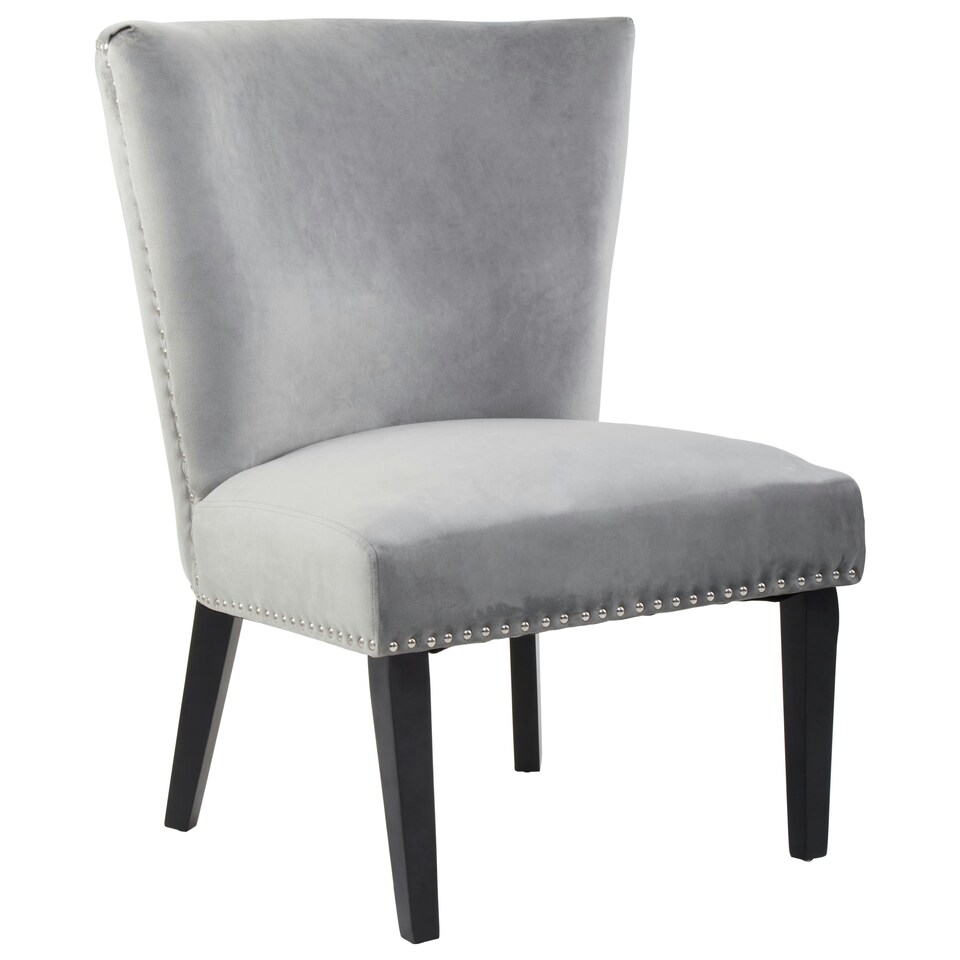 image 1 of Interiors by Premiers Velvet Dining Chair, Dining Room Accent Chair, Velvet Upholstered Wing Chair with Wooden Legs