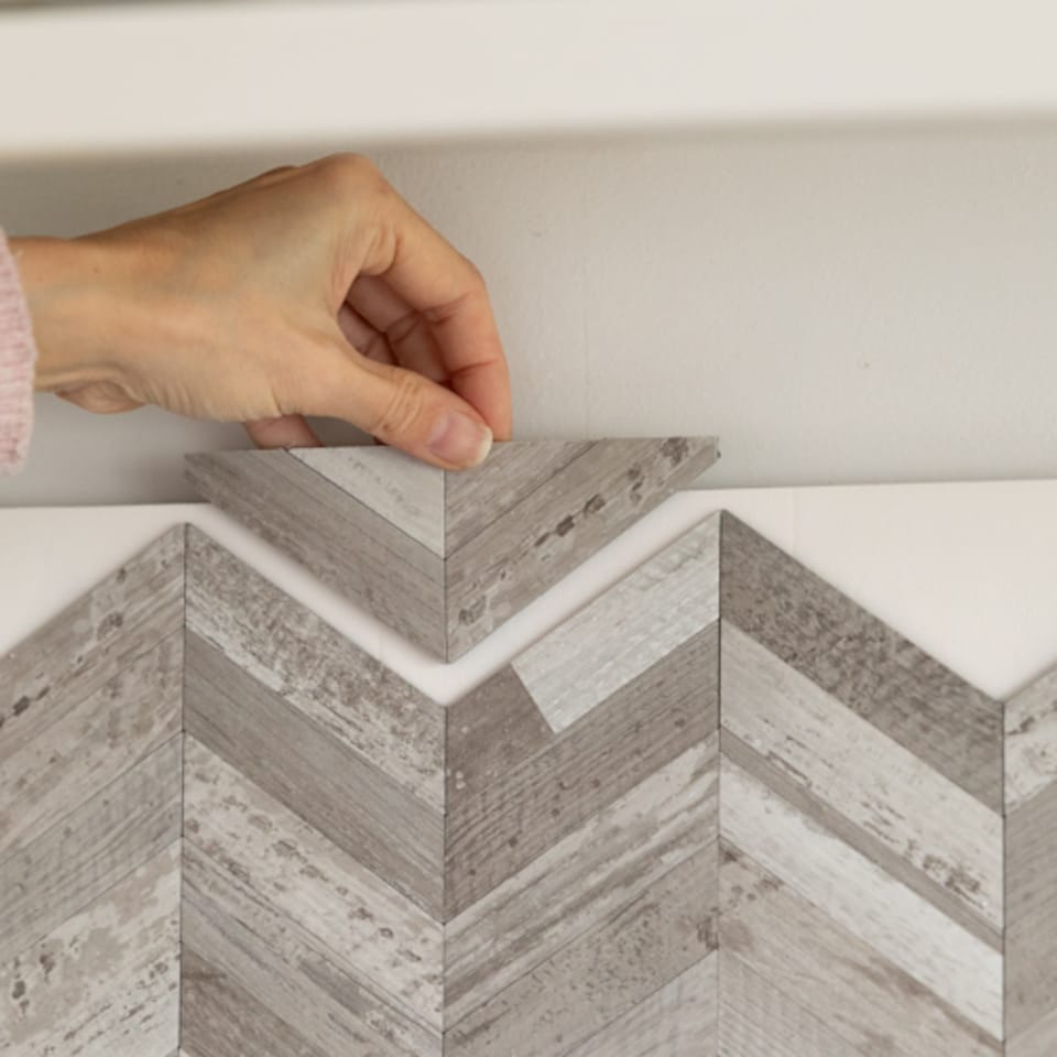 image 1 of d-c-fix Herringbone 29.6 x 25.3cm Premium Self Adhesive Composite Wall Tile | Pack 5