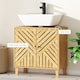 image 7 of HOMCOM Under Sink Bathroom Cabinet, Bamboo Freestanding Under Sink Cabinet with Adjustable Shelf and Slat Doors for Basin without Pedestal, Natural