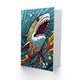 image 2 of Fun Colourful Psychedelic Pattern Pop Shark Birthday Card