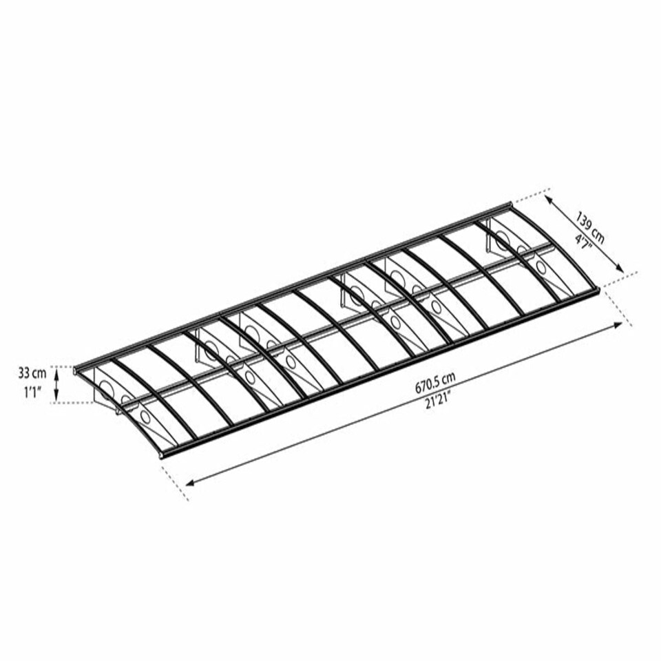 image 1 of Patio Cover Herald Door Awning Canopy 6690 Mist - Polycarbonate - L670.5 x W139 x H33 cm - Grey Grey