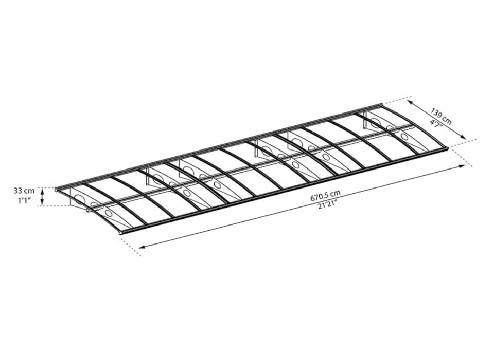 image 1 of Patio Cover Herald Door Awning Canopy 6690 Mist - Polycarbonate - L670.5 x W139 x H33 cm - Grey | Grey