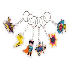 Pack of 12 Superhero Design Keychains - Treat or Trick Theme Party Bag Filler