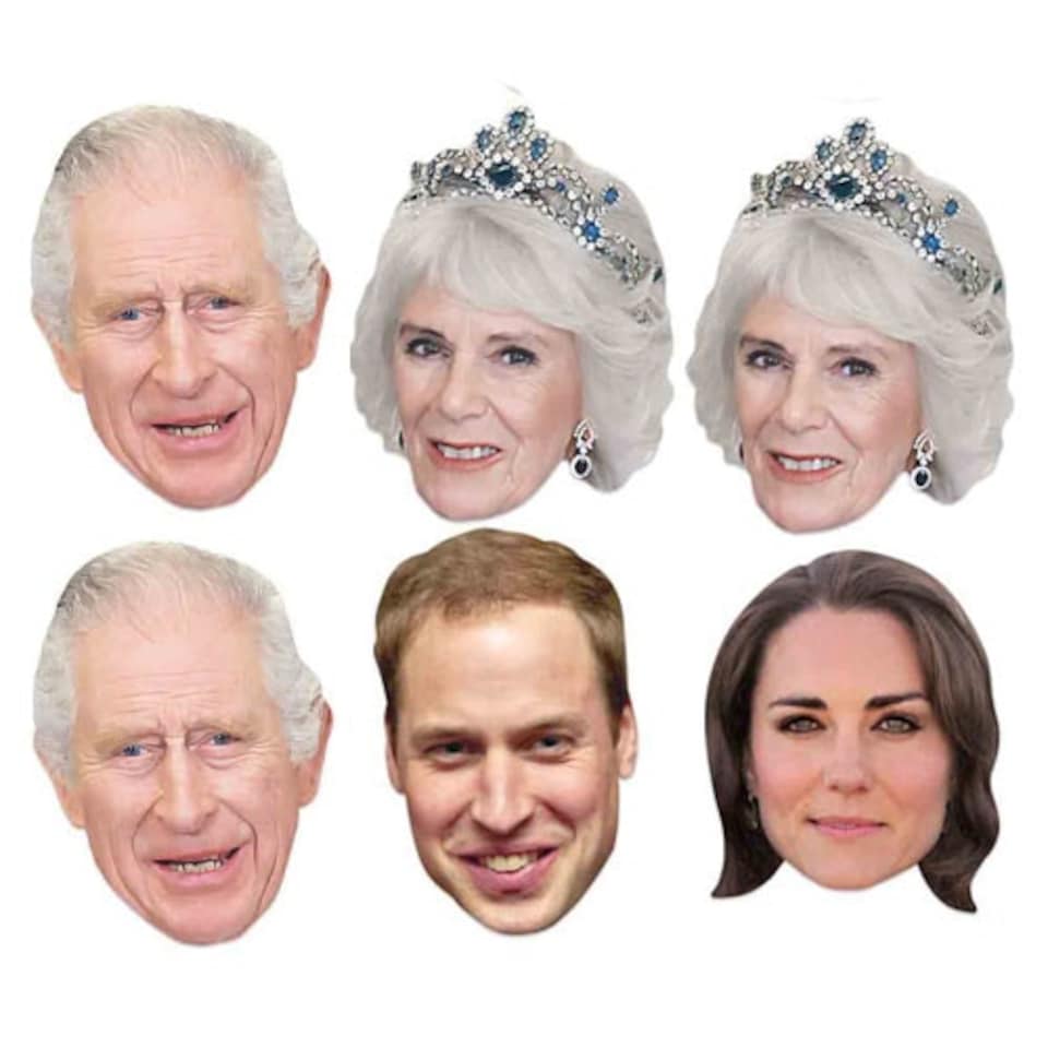 Royal Family New Royals Cardboard Face Masks - Pack of 6