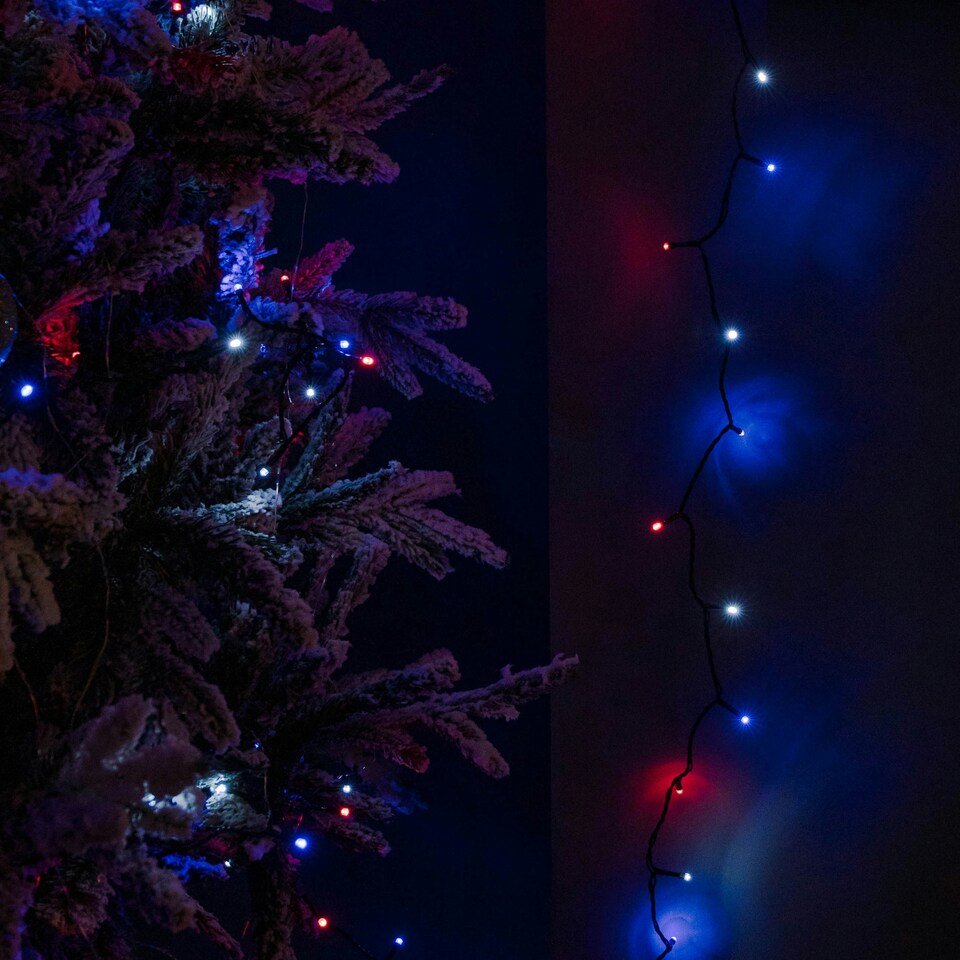 image 1 of 38.3m 480 LED SupaBrights Multi-Action Christmas String Lights with Timer in Blue, Red & White