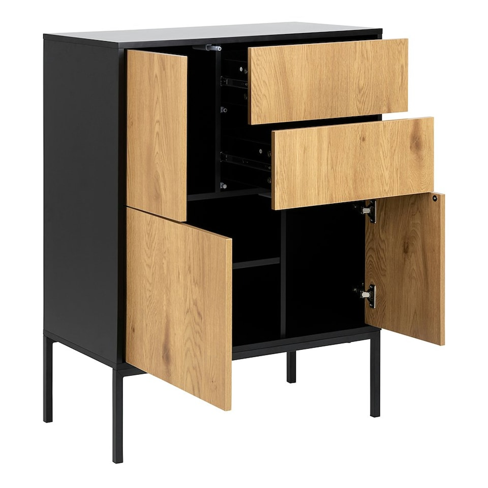 image 1 of Seaford 3 Door 2 Drawer Sideboard in Black & Oak