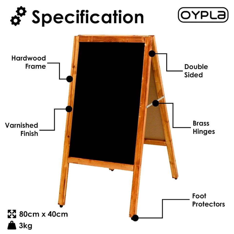 image 1 of Wooden Chalkboard Blackboard Pavement Display Sign A-Board