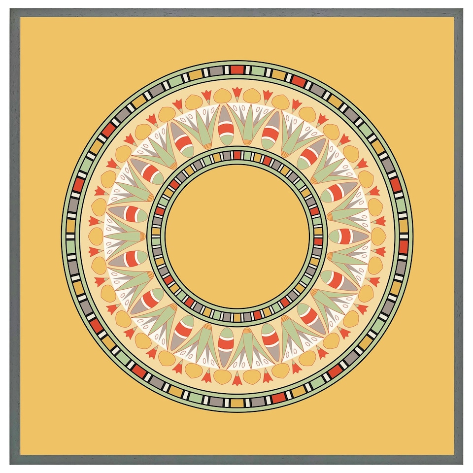 image 1 of Orange circle ornament. round frame (Picture Frame) White | M