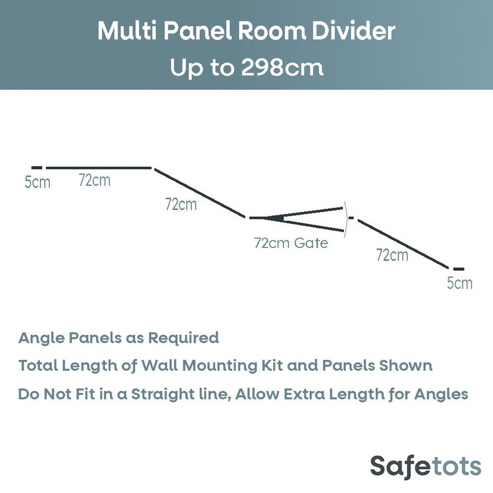 image 1 of Safetots Premium Multi Panel Room Divider, up to 298cm Wide, Grey, 70cm Tall, Flexible Barrier with Door for Baby and Toddler | Grey