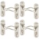 image 1 of Constance Metal Lever Latch Door Handles Set Rose Internal, External | Silver | 4x Satin Nickel Bathroom