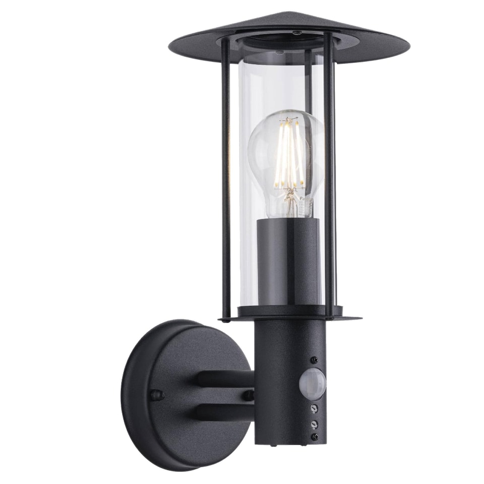image 1 of Treviso - Black Motion Sensor Outdoor Security Light | Black | Clear | 1