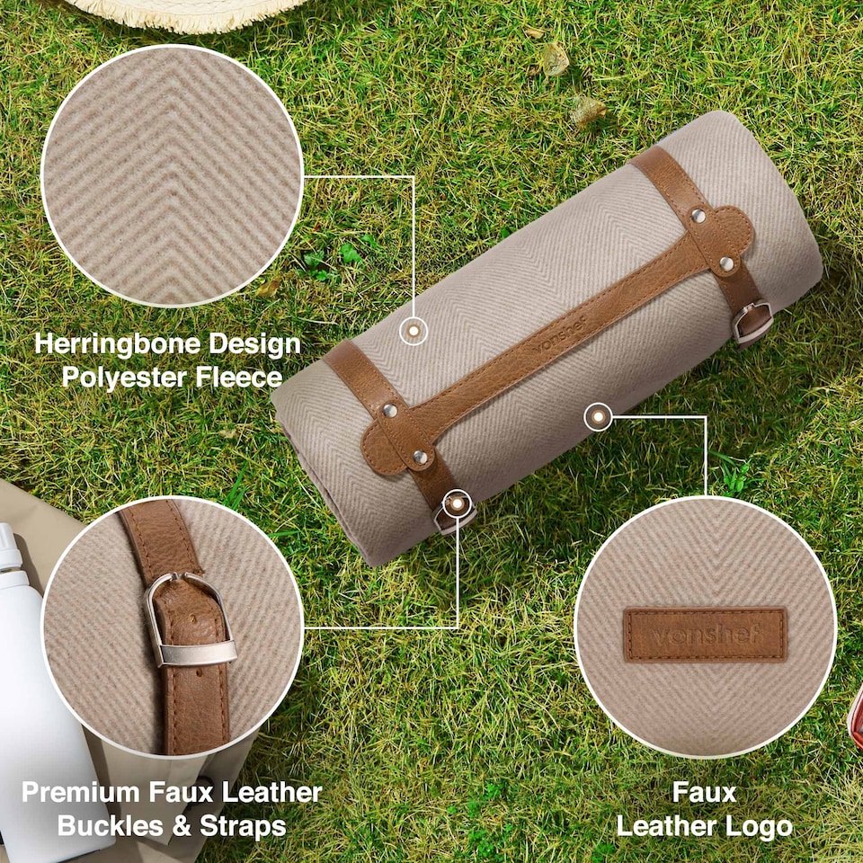 image 1 of Vonshef Small Picnic Blanket - Outdoor Rug - 147x180cm