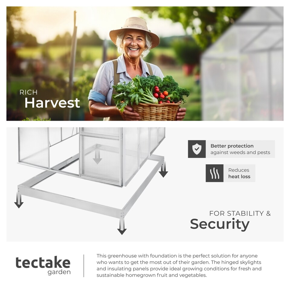 image 1 of Aluminium greenhouse with foundation, 185x250x195cm