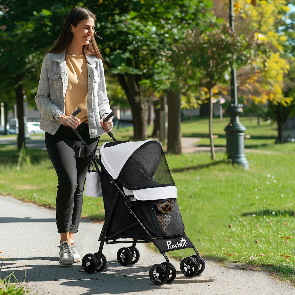 image 1 of PawHut Lightweight Foldable Dog Stroller for Mini Dogs Grey