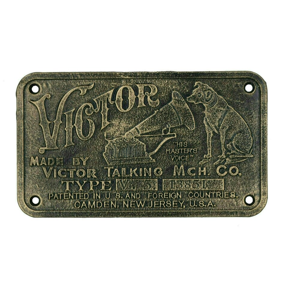 image 1 of HMV Old Victor Nipper Dog Sign Plaque Cast Iron Phonograph Gramophone Music