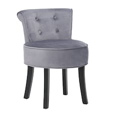 dressing table stool grey velvet Living and Home Velvet Soft Seat Low Back Vanity Stool - Grey White