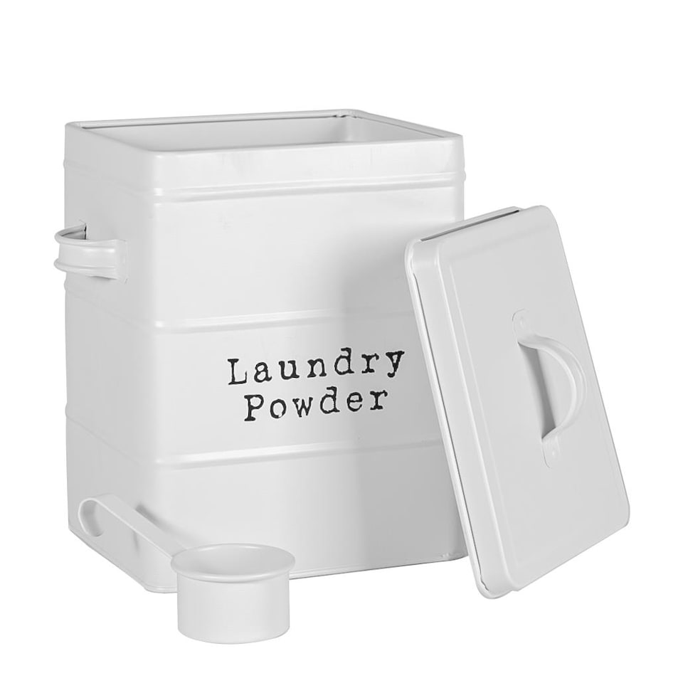 image 1 of Harbour Housewares Vintage Metal Laundry Powder Canister - White | White | Matt White | 1