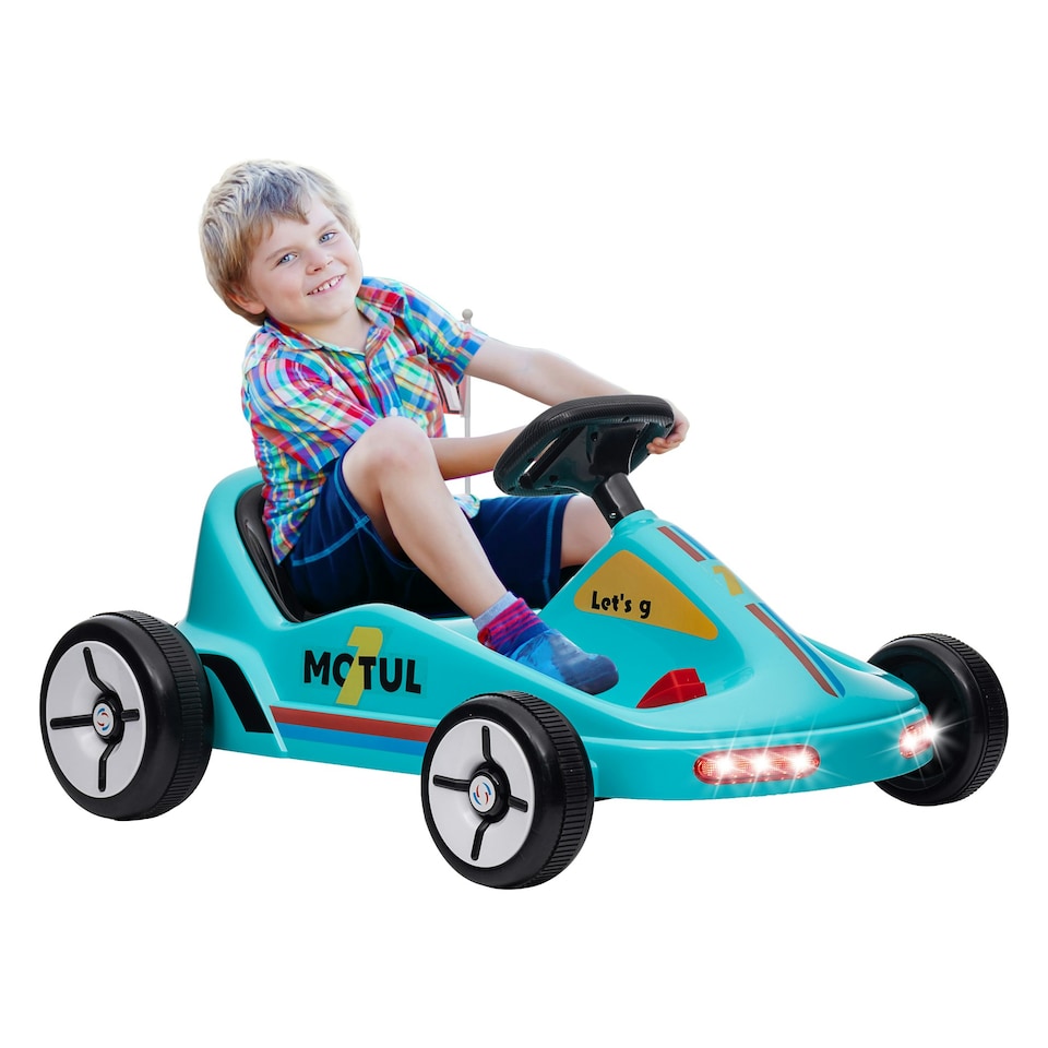 image 1 of AIYAPLAY 6V Electric Go Kart w/ Music, Light, Horn, for Ages 3-5 Years, Blue