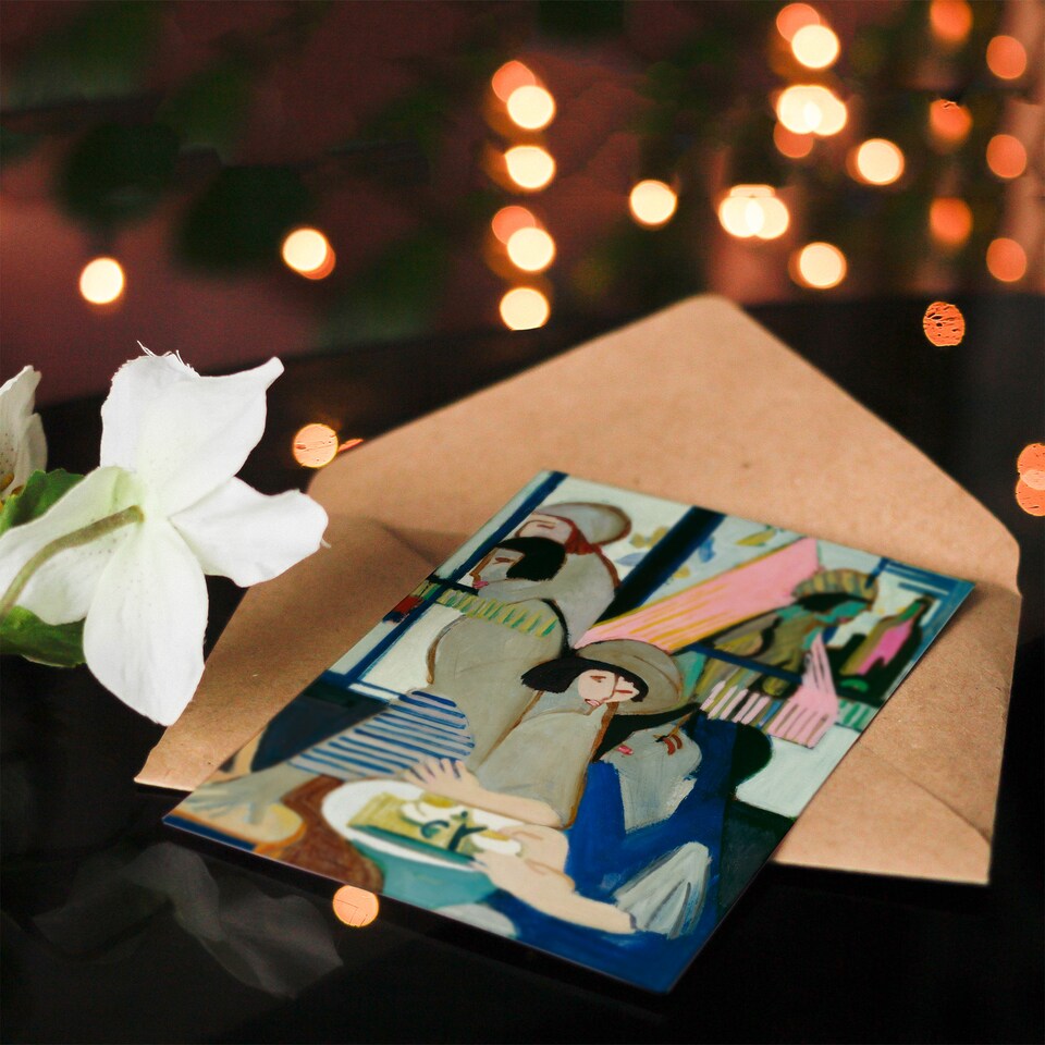 image 1 of Ernst Ludwig Kirchner Art Card The Cafe Abstract Painting