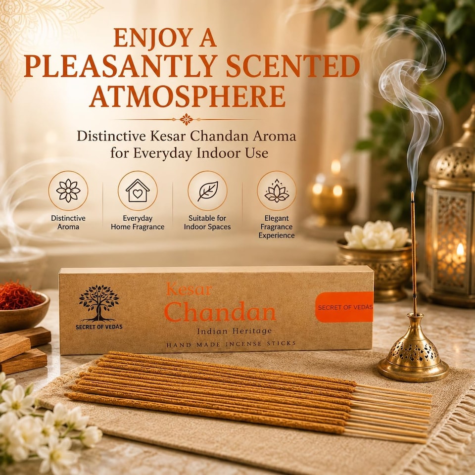 image 1 of Kesar Chandan Incense Sticks 20g Pack of 1 – Scented Home Fragrance Agarbatti