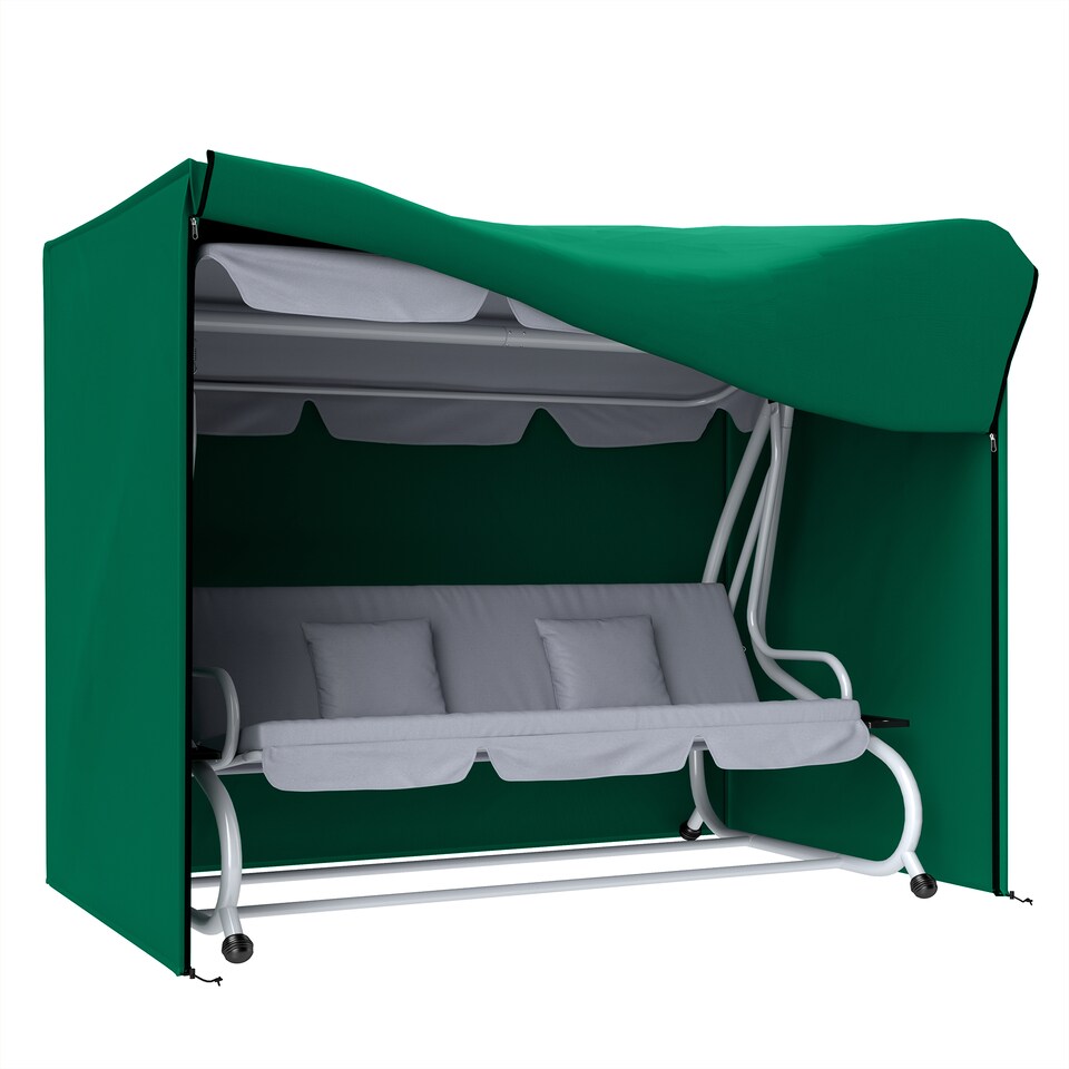 image 1 of Outsunny 3 Seater Garden Swing Cover, Windproof and Anti-UV | Green | Green | 220L x 125W x 172Hcm