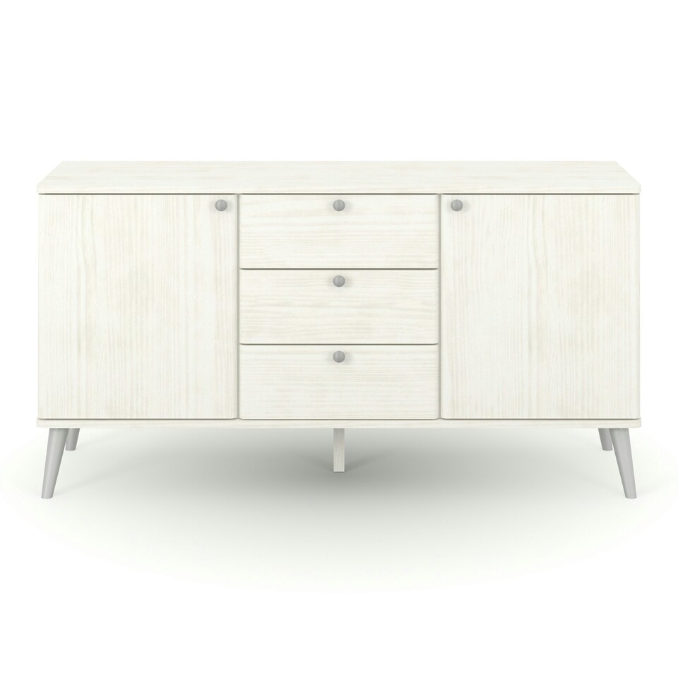 image 1 of Core Products Augusta Curve Sideboard with 2 Doors, 3 Drawers, White H55.2cm x W130.6cm x D43.0cm White