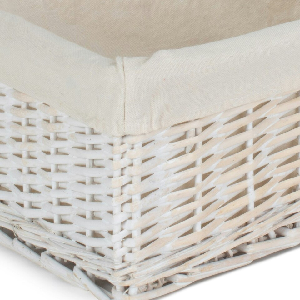 image 1 of White Wash Wicker Storage Basket with White Lining White | White | L