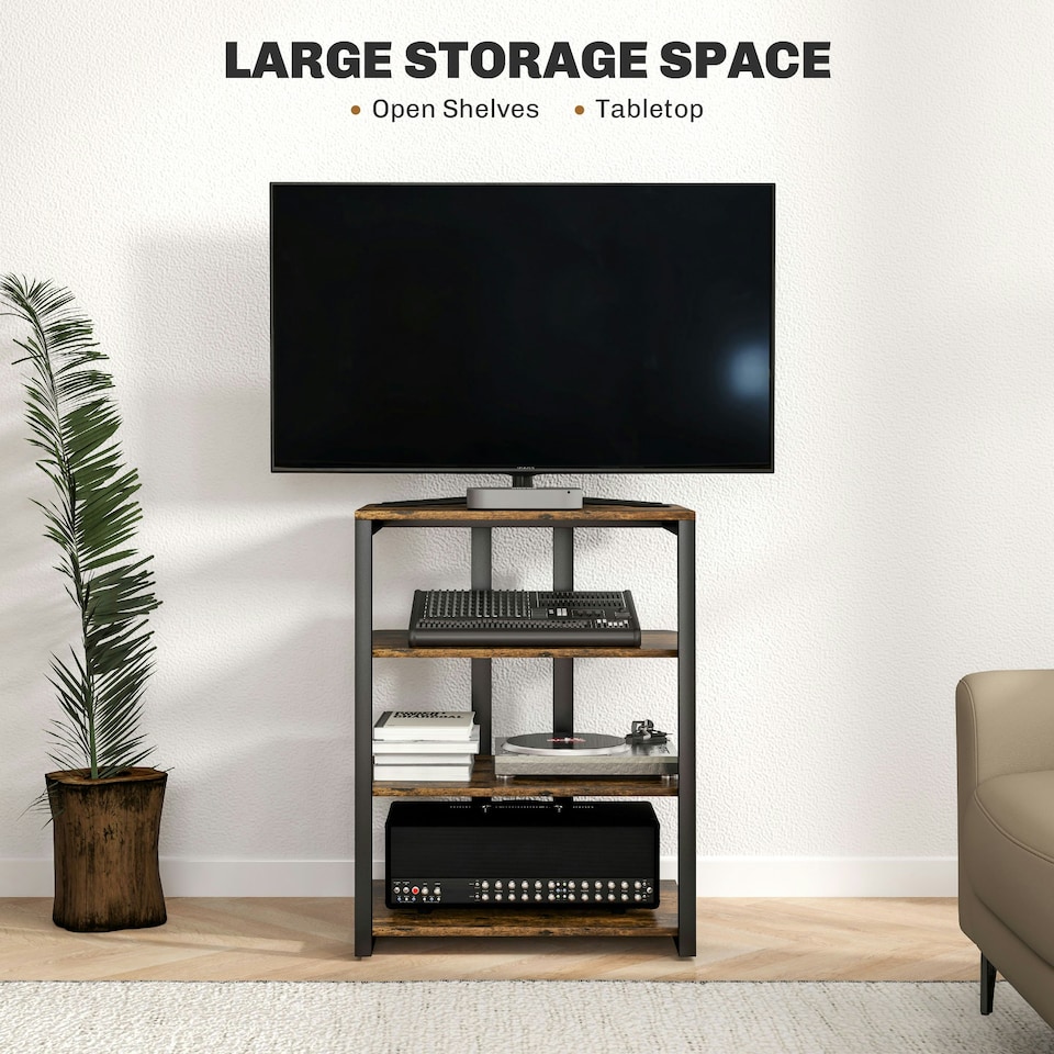 image 1 of HOMCOM HiFi Rack Stand w/ 4-Tier Record Player Stand Dark Brown