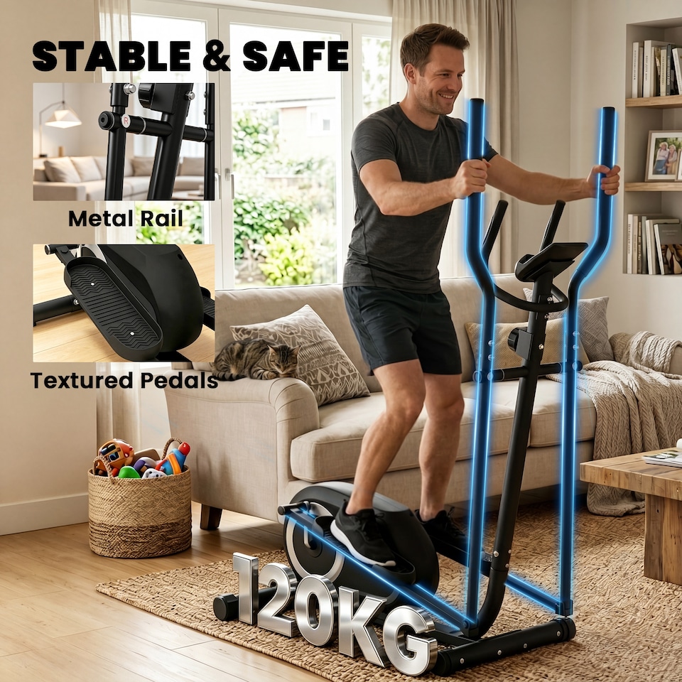image 1 of SPORTNOW Quiet Magnetic Elliptical Cross Trainer with Bluetooth