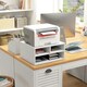 image 2 of HOMCOM Desktop Printer Stand with 3 Open Compartments, Desk Organiser, White