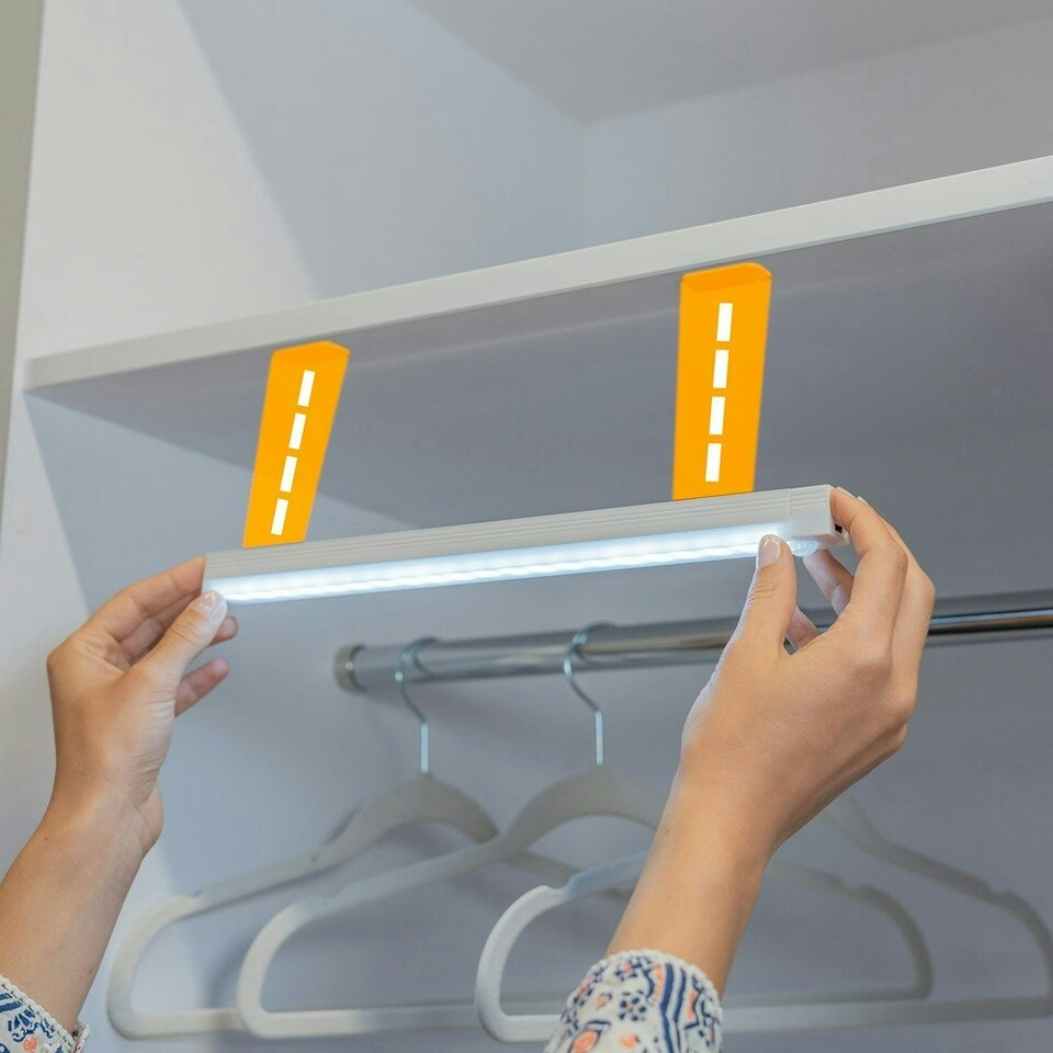 image 1 of ValueLights Pair of Matte White Strip Light and SMD LED 3W White Mix 3000K Bulb