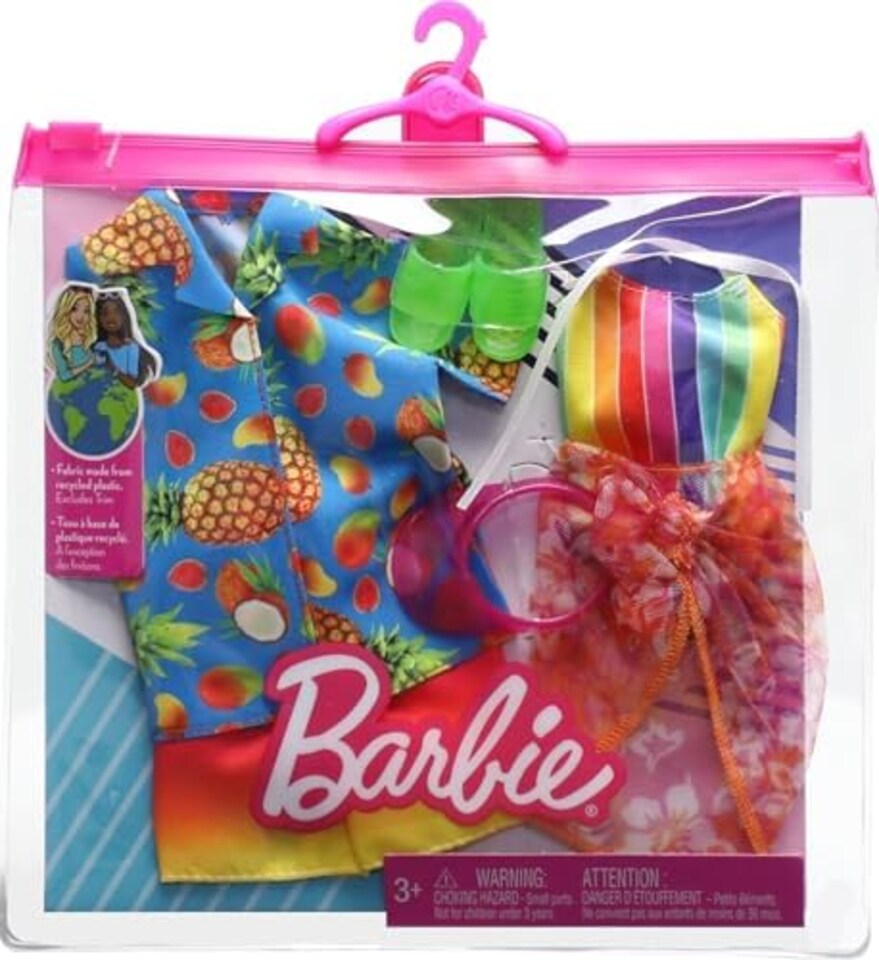 image 1 of Barbie Fashions Doll Clothing Beach 2-Pack for Barbie and Ken -2 Swim Outfits