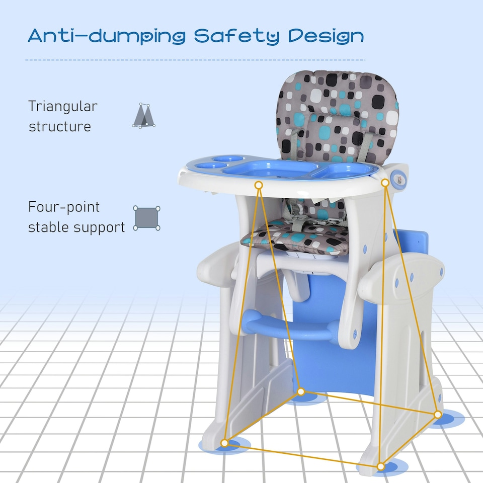 image 1 of HOMCOM 2-in-1 Convertible Baby High Chair Booster Seat w/ Removable Tray Blue