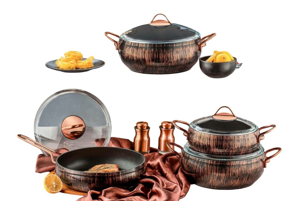 image 1 of Alize Collection 7-Piece Non-Stick Granite Cookware Set (Copper)