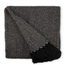 Hartley Collection Recycled Cotton Throw in Black (50" x 60") | Black | Black