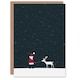 image 1 of Greeting Card Santa Claus With White Reindeer in Snow Modern Blank For Him Or Her Art Xmas Christmas Card