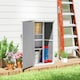 image 8 of Outsunny Wooden Garden Shed, Outdoor Storage Small Shed with 2 Shelves, Sloped Roof and Bolt Latch, Compact Utility Tool Cabinet Organiser for Yard Patio Garage, 75 x 56 x 115 cm, Grey