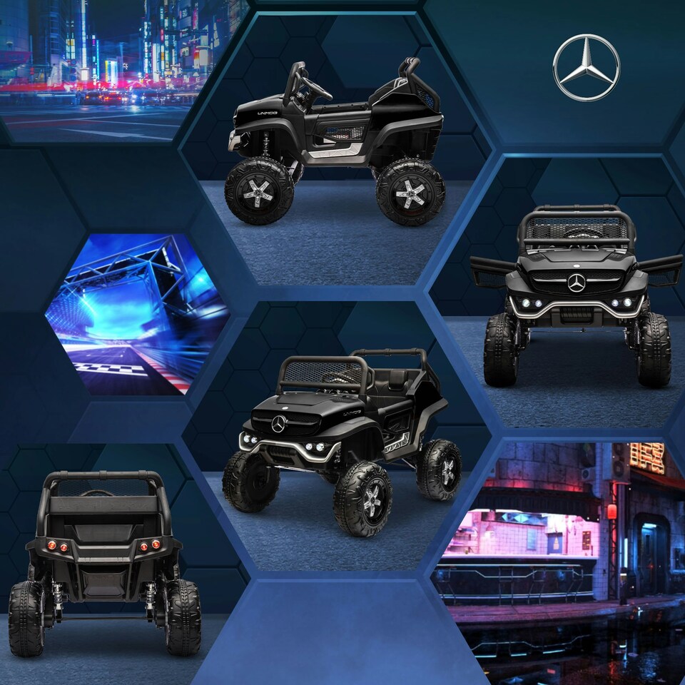 image 1 of HOMCOM 12V Licensed Mercedes-Benz Unimog, Kids Electric Ride on Car - Black