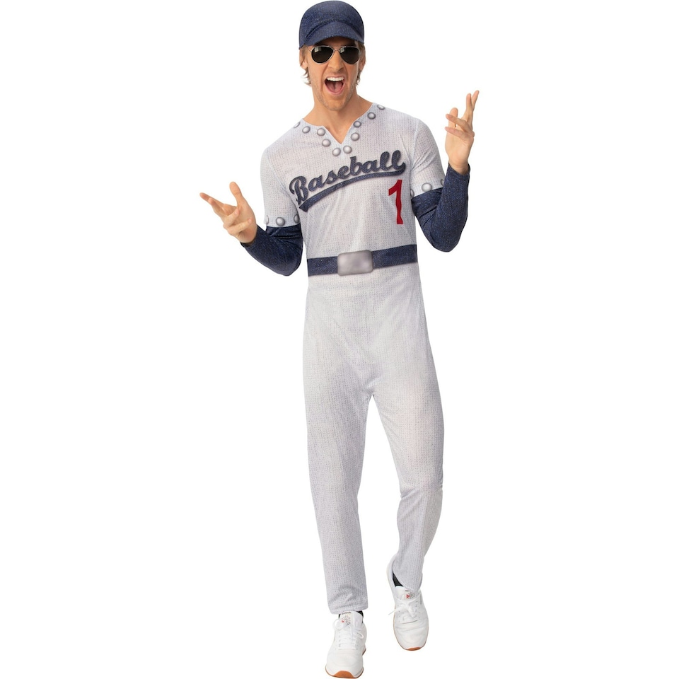 Bristol Novelty Unisex Adult Baseball Superstar Costume - Grey/Blue - XL XL