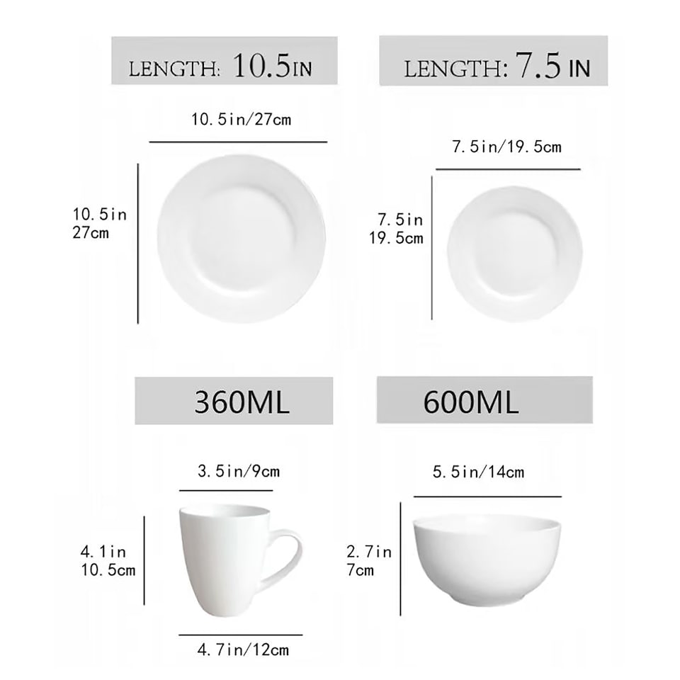 image 1 of simpa Timeless 16PC Plain White Porcelain Dinner Set