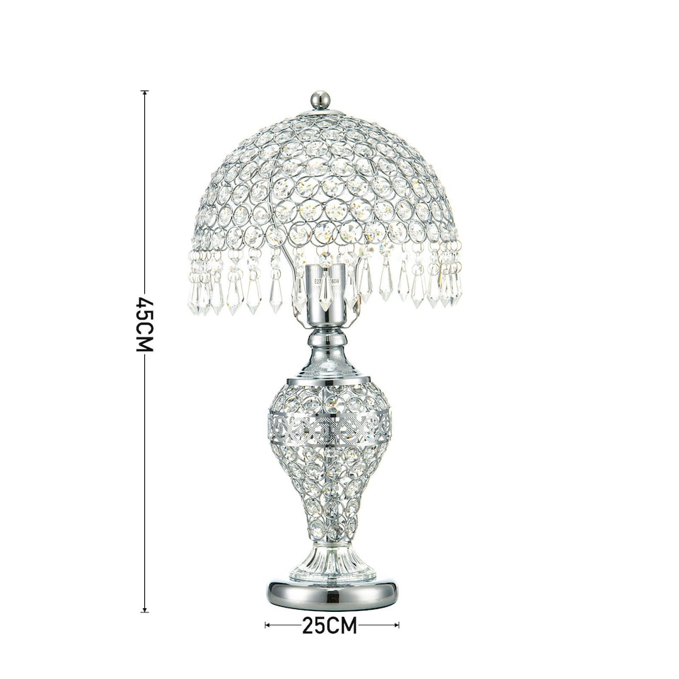 image 1 of Living and Home Umbrella Crystal Table Lamp 3 Light Tones for Bedroom | Multi