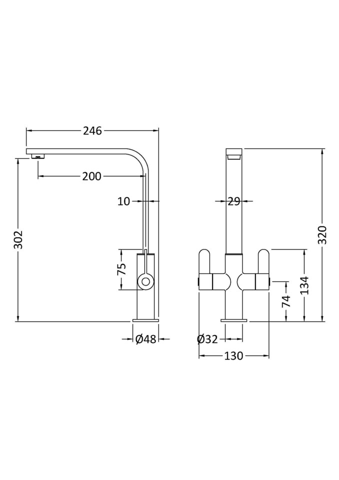 image 1 of Chara Kitchen Sink Mono Mixer Tap - Brushed Nickel Dual Lever Handles | Silver | Brushed Nickel | 1
