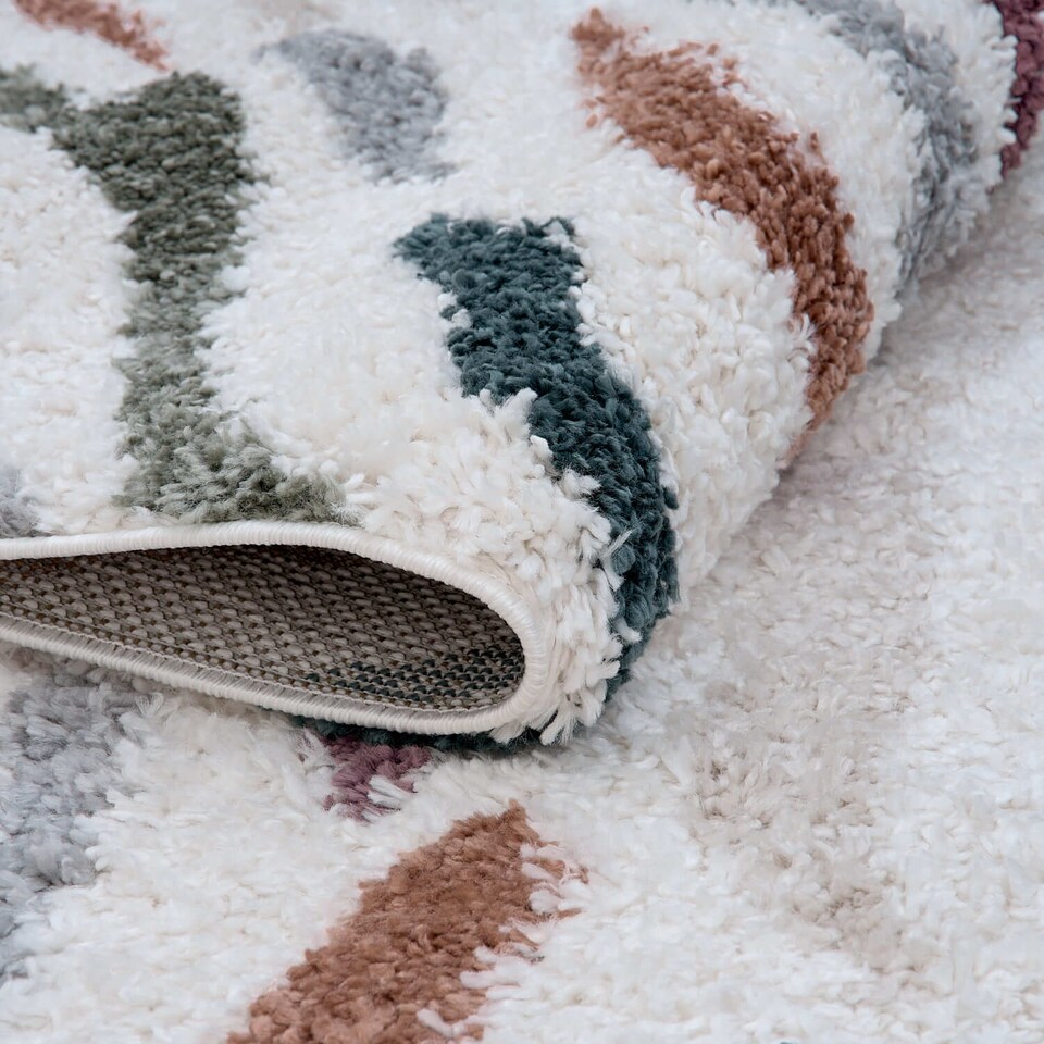 image 1 of The Rugs Moodi Collection Abstract Design Shaggy Soft High Pile Living Room Floor Rug and Runner